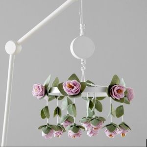 Felted Lavender Roses Musical Crib Mobile